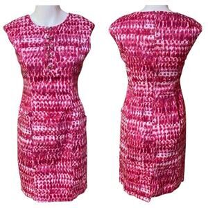Calvin Klein Pink Abstract Sheath Dress with Short Sleeves Size 4